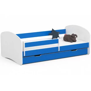 Łóżko dziecięce 180x90 SMILE z materacem i szufladą niebieskie - Łóżka dla dzieci i młodzieży - miniaturka - grafika 1
