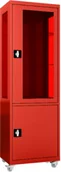 Meble i wyposażenie gabinetów medycznych - MDBW/1k.3020 mobilna szafa lekarska 1-skrzydłowa 2-komorowa czerwona na kołach - miniaturka - grafika 1