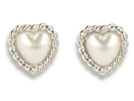 Kolczyki - Klipsy do uszu srebrne serduszko z perłowym kamieniem - miniaturka - grafika 1