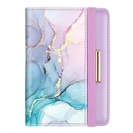 Portfele - Etui na paszport, podróżna, blokowanie RFID, etui na paszport, różowe złoto, urocze kwiaty, portfel na paszport z elastyczną opaską, dla kobiet, gradientowy marmur, na co dzień - miniaturka - grafika 1