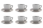 Filiżanki - Zestaw nowoczesnych filiżanek do espresso ze spodkiem dla 6 osób szary GRESI - miniaturka - grafika 1