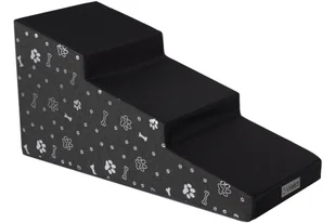Schody dla psa Welsti 40cm 3 pochylne stopnie ciemny szary ze srebrnym nadrukiem wejście z czarnej tkaniny antypoślizgowej - Pozostałe akcesoria dla psów - miniaturka - grafika 1