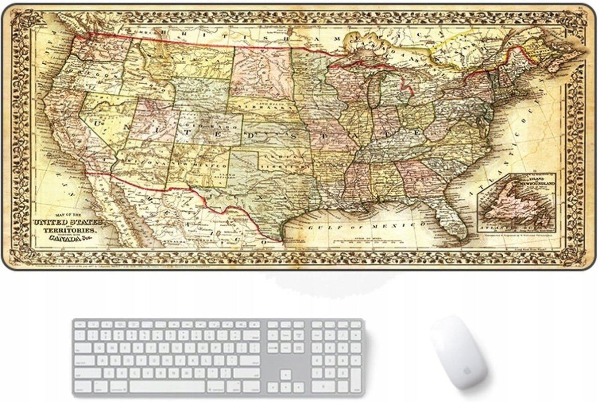 Podkładka Pod Mysz Klawiaturę Duża Antypoślizgowa 90 X 40Cm Wzór Mapa Usa
