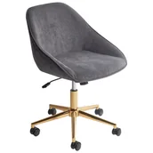 Fotele i krzesła biurowe - Beliani Krzesło obrotowe Obrotowy BARDSDALE Welur Ciemnoszary - miniaturka - grafika 1