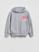 Bluzy dla dziewczynek - Reserved - Bluza z aplikacją na plecach - jasnoszary - miniaturka - grafika 1