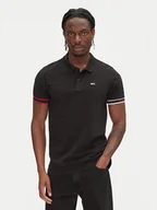 Koszulki męskie - Tommy Jeans Polo Flag Cuff DM0DM21306 Czarny Slim Fit - miniaturka - grafika 1