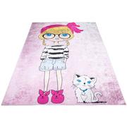 Dywany - Różowy dywan z dziewczynką i kotem - Feso 3X - miniaturka - grafika 1