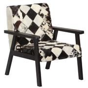 Fotele - vidaXL Fotel, czarno-biały, 61x70x74 cm, prawdziwa skóra - miniaturka - grafika 1
