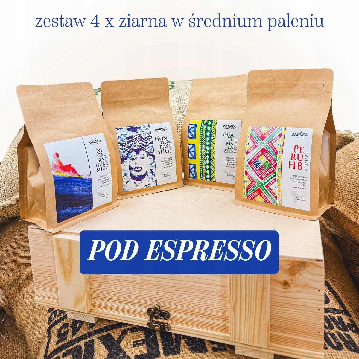 Zestaw Pod Espresso 4 x 250g kawa ziarnista Darvea