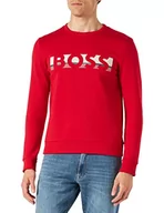 Bluzy męskie - BOSS Męska bluza Salbo 1 unisex z mieszanki bawełny z logo, czerwona, Czerwony, S - miniaturka - grafika 1