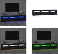 Szafki RTV - vidaXL Szafka pod TV z oświetleniem LED czarna 195x35x40 cm - szafka pod TV - szafki pod TV - stojak pod TV - szafka pod media - miniaturka - grafika 1
