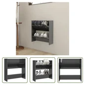 Szafki na buty - The Living Store Naścienna szafka na buty szary wysoki połysk 60x18x60 cm materiał drewnopochodny - miniaturka - grafika 1