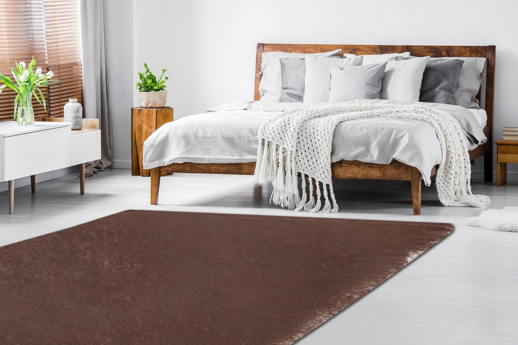 Dywan LAPIN Shaggy kość słoniowa / czekolada antypoślizgowy, do prania brązowy 180x270 cm