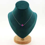 Łańcuszki - Kamienie i minerały. Naszyjnik 1 koralik Agat smocze żyły fuksja i niebieski 8 mm Łańcuszek w Naszyjnik dla kobiet, mężczyzn. Rozmiar osobisty - miniaturka - grafika 1