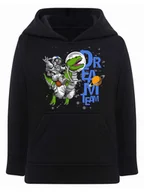 Bluzy dla chłopców - Chłopięca bluza z kapturem Astronauta & Dinozaur czarna Tup Tup - miniaturka - grafika 1