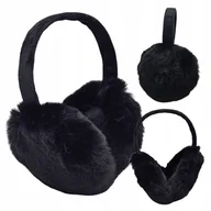 Ozdoby do włosów - Nauszniki Damskie Zimowe Na Uszy Składane Ciepłe Opaska Pluszowa Czarne - miniaturka - grafika 1