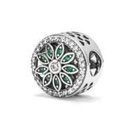 Wisiorki - Srebrny koralik 925 Zielony Kwiat charms - miniaturka - grafika 1