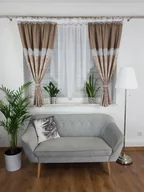 Firany - Firanka do salonu - jasnobrązowa, nowoczesna firana do pokoju, cyrkonia - miniaturka - grafika 1