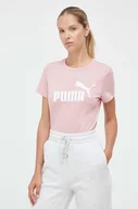 Koszulki sportowe damskie - Puma t-shirt bawełniany kolor różowy - miniaturka - grafika 1