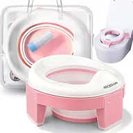 Nocniki - NICEKIDS nocnik antypoślizgowy 3w1 nakładka na wc sedes deskę sedesową różowy - miniaturka - grafika 1