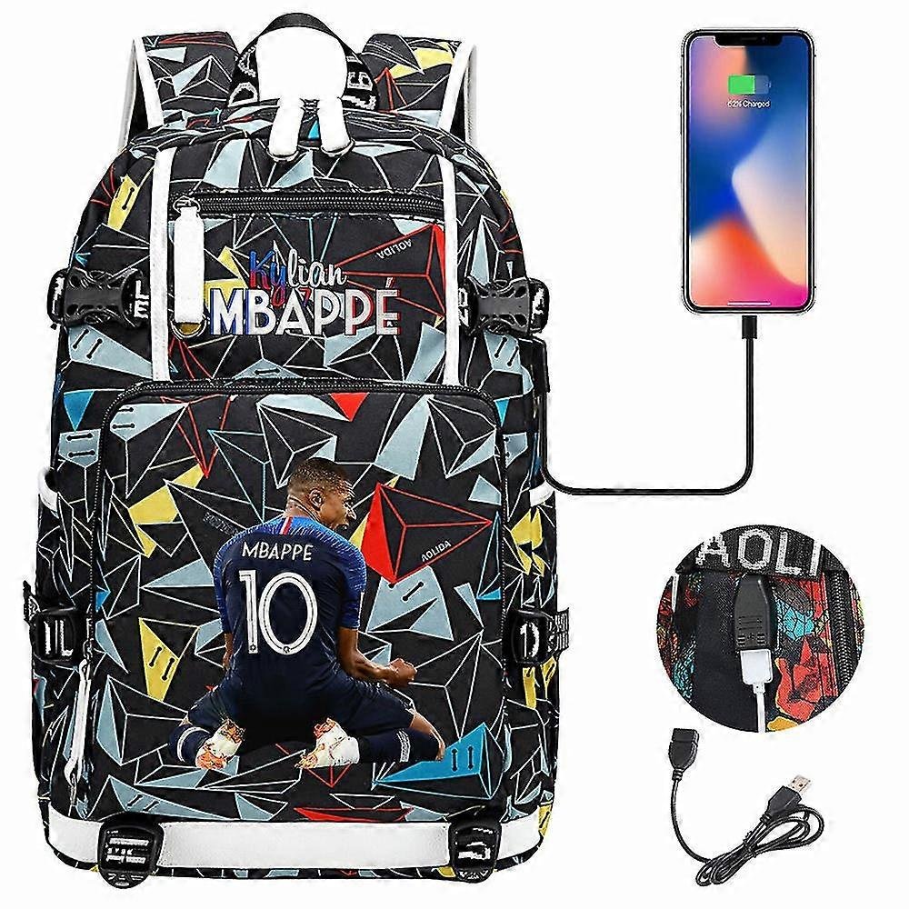 Mbappe-No.10 Tornister Plecak Studenci Torba na książki Casual Daypack Dla dziewczynek Chłopców C