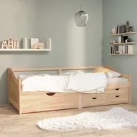 Łóżka - shumee shumee 3 osobowa sofa/łóżko z szufladami drewno sosnowe 90 x 200 cm - miniaturka - grafika 1