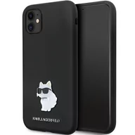 Etui i futerały do telefonów - Karl Lagerfeld KLHCN61SMHCNPK iPhone 11 / Xr 6.1" czarny/black hardcase Silicone C Metal Pin - miniaturka - grafika 1