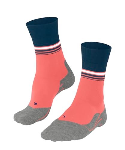 FALKE Kobiety Skarpety do biegania RU4 Endurance Cool W So materiał funkcyjny przeciw pęcherzom cienkie 1 Para, Pomarańczowy Coral 8017 Stripe, 35-36