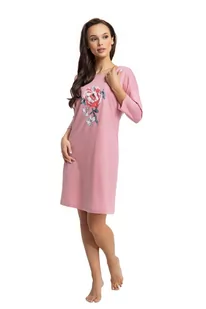 Koszula Damska Luna Kod 128 Różowa / Duży Kwiat  4Xl - Bielizna nocna - miniaturka - grafika 1