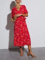 Sukienki - Milan Kiss Sukienka w kolorze czerwono-beżowym - miniaturka - grafika 1