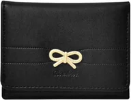Portfele - TOFBS Portfel Damski PU Skóra Mały Trójskładany Z Kokardką Czarny - miniaturka - grafika 1