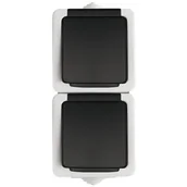 Gniazdka elektryczne - Kanlux Gniazdo zasilające podwójne francuskie, pion z ochroną styków TEKNO 05-2220-143 cz 25360 - miniaturka - grafika 1