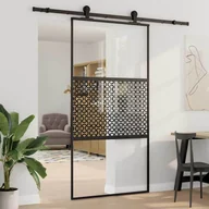 Drzwi wewnętrzne - vidaXL Drzwi przesuwne Czarny 102.5 x 205 cm - miniaturka - grafika 1