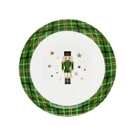 Talerze - Talerz deserowy Xmas 20 cm dziadek do orzechów biało-zielony - miniaturka - grafika 1
