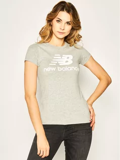 Koszulki i topy damskie - New Balance T-Shirt Essentials Stacked Logo Tee WT91546 Szary Athletic Fit - grafika 1