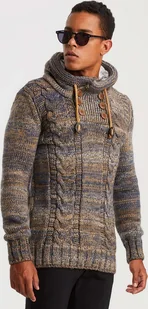 Męska dzianinowa bluza z kapturem Leif Nelson LN-20227, brązowy / XXL - Bluzy męskie - miniaturka - grafika 1