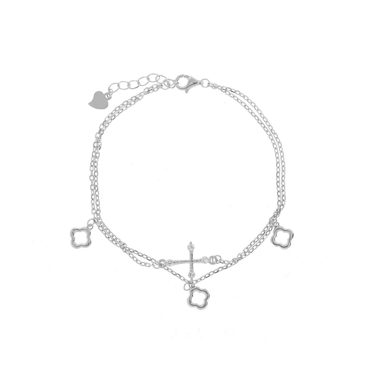 Bransoletka 925 Srebrna Lśniący Krzyż