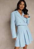 Marynarki i żakiety damskie - Niebieska Dwurzędowa Marynarka o Krótkim Fasonie Redafira - miniaturka - grafika 1