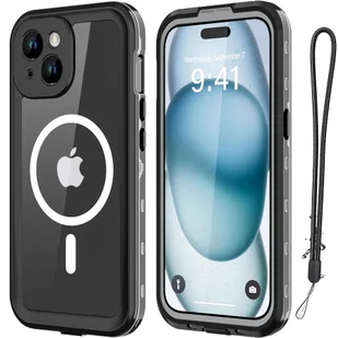 Etui do iPhone 15 wodoodporne Mag Safe Case pancerne wodoszczelne obudowa czarno-szare - Etui i futerały do telefonów - miniaturka - grafika 16