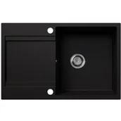 Zlewozmywaki - EOS Zlewozmywak granitowy GIOKO z ociekaczem (czarny brokat złoty) - miniaturka - grafika 1