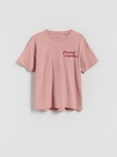 Reserved - T-shirt z nadrukiem - różowy - Koszulki dla dziewczynek - miniaturka - grafika 1