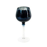Świeczniki - Granatowy świecznik ze szkła kielich dekoracyjny VERRE 2 - miniaturka - grafika 1