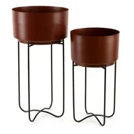 Donice - Donica Osłonka Metalowa X2 Komplet Brązowa - miniaturka - grafika 1