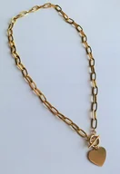 Łańcuszki - naszyjnik łańcuch 6mm DUŻE SERCE złota stal 45cm - miniaturka - grafika 1