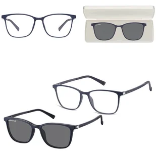 Prostokątne okulary pod korekcję z polaryzacyjną Nakładką przeciwsłoneczną na magnes CLIP-TRC-193B-1 - Okulary korekcyjne, oprawki, szkła - miniaturka - grafika 1