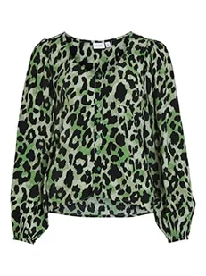 Vila Women's ViFINI dekolt w serek, L/S TOP/SU-NOOS, koszulka z długim rękawem, zielony mineralny/AOP: KIA, 34, Mineral Green/Aop:kia, 34 - Koszulki i topy damskie - miniaturka - grafika 1