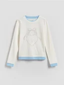 Bluzki dla dziewczynek - Reserved - Bluzka z cyrkoniami - złamana biel - miniaturka - grafika 1