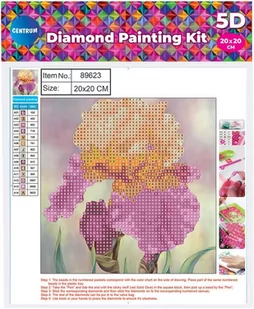 Mozaika diamentowa 5D KIT 20x20cm CENTRUM kwiat 89623 /0452-6301-93/ PP1015-KWIAT - Malowanie po numerach - miniaturka - grafika 1