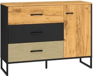 Komody - Komoda COLT 06 1D3S 120 dąb złoty craft/czarna ML MEBLE - miniaturka - grafika 1