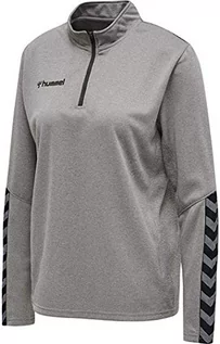 Bluzy damskie - Hummel damska bluza z suwakiem do połowy długości, kolor szary melanż, S 204929-2006-S - grafika 1